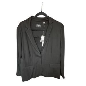 Tahari Women’s Black Relaxed Fit Blazer Size Large One Button Jacket NWT